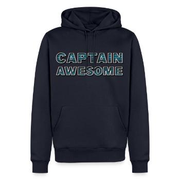 CAPTAIN AWESOME - Männer Premium Bio Hoodie - Navy - Vorne - Nico (187cm)