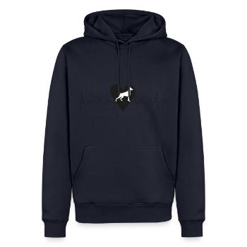 Ligne de cœur Doberman - Sweat à capuche Premium bio Homme - bleu marine - Devant - Nico (187cm)