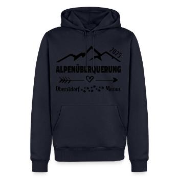Alpenüberquerung 2025 Oberstdorf Meran E5 Geschenk - Männer Premium Bio Hoodie - Navy - Vorne - Nico (187cm)