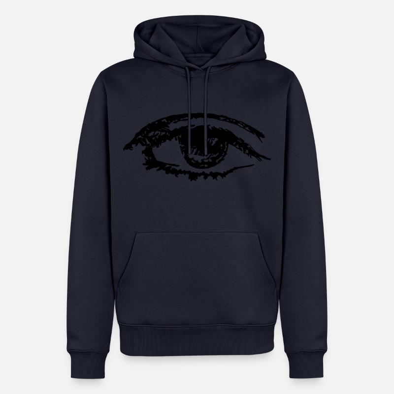 L'oeil - Sweat à capuche Premium bio Homme - bleu marine
