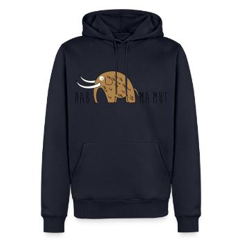 Mammut und Mut - Männer Premium Bio Hoodie - Navy - Vorne - Nico (187cm)