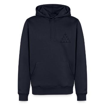 idée cadeau wanderlust - Sweat à capuche Premium bio Homme - bleu marine - Devant - Nico (187cm)