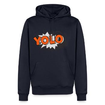 YOLO You only live once Man lebt nur einmal Spruch - Männer Premium Bio Hoodie - Navy - Vorne - Nico (187cm)