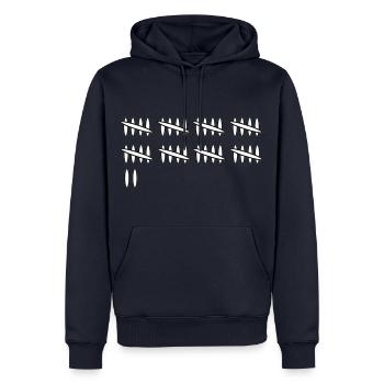 Strichliste Ergebnis 42 - Männer Premium Bio Hoodie - Navy - Vorne - Nico (187cm)