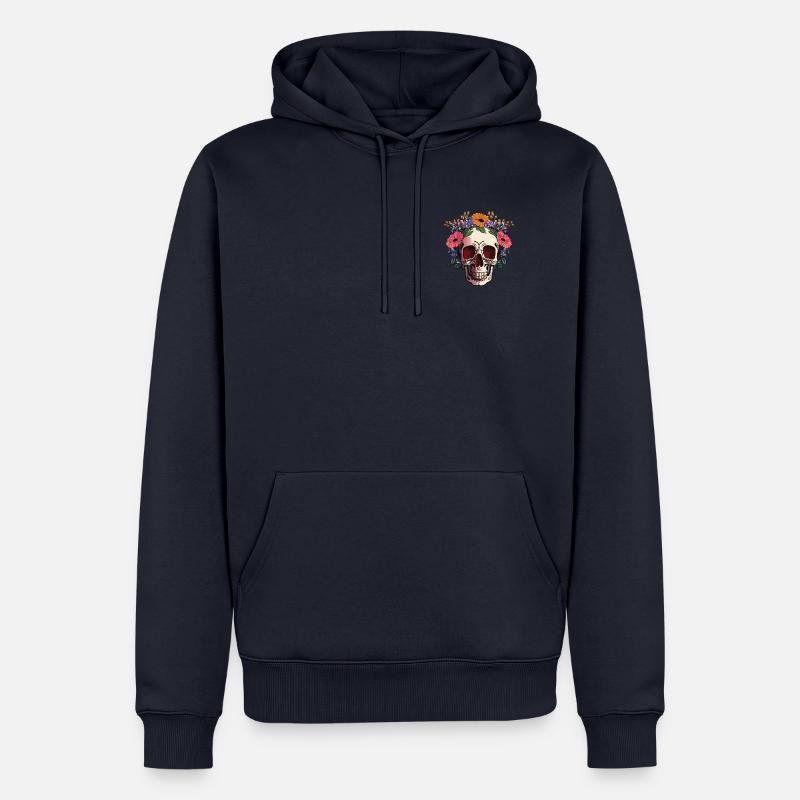 Crâne de fleur - Sweat à capuche Premium bio Homme - bleu marine