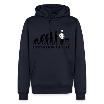 evolution_grill_e_2c - Sweat à capuche Premium bio Homme - bleu marine - Devant - Nico (187cm)
