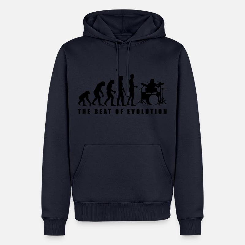 evolution_drummer_c_1c - Sweat à capuche Premium bio Homme - bleu marine