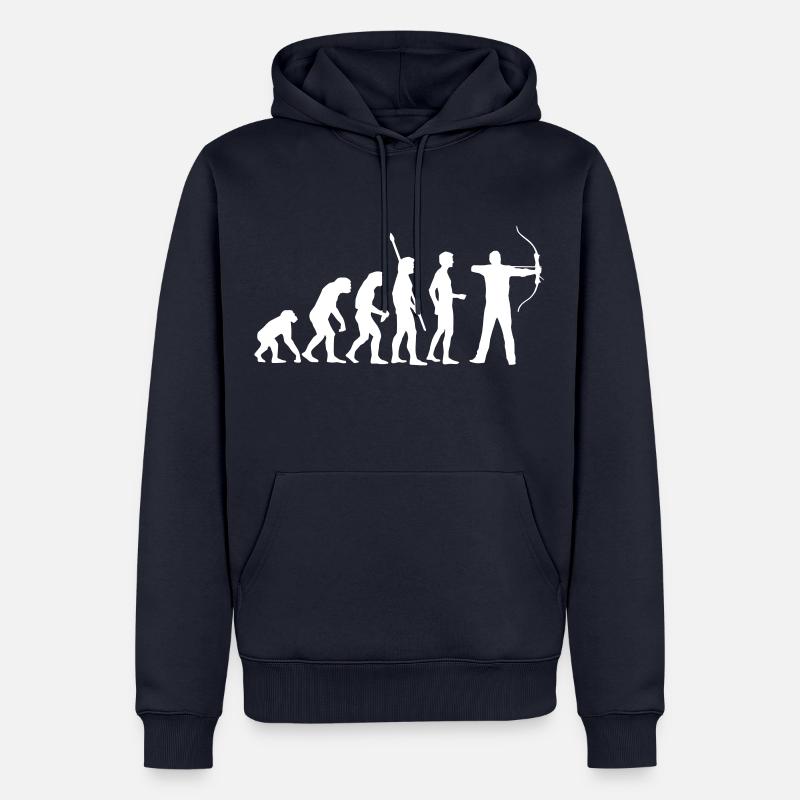 evolution_bogenschiessen - Männer Premium Bio Hoodie - Navy