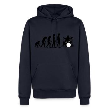 evolution_drummer_b_2c - Männer Premium Bio Hoodie - Navy - Vorne - Nico (187cm)