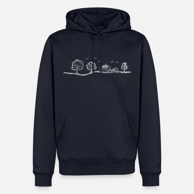 Landschaft hellgrau - Männer Premium Bio Hoodie - Navy