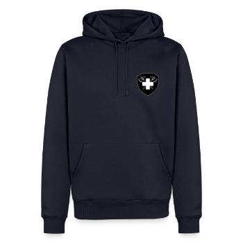 Feuerwehr Schweiz inveriert - Männer Premium Bio Hoodie - Navy - Vorne - Nico (187cm)