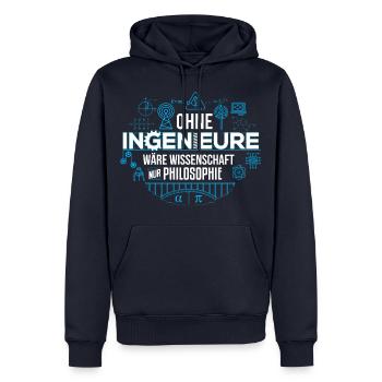 Ingenieur Philosophie - Männer Premium Bio Hoodie - Navy - Vorne - Nico (187cm)