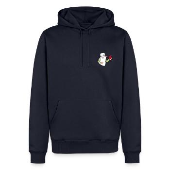 Hello Maestro avec globe de cellules sanguines - Sweat à capuche Premium bio Homme - bleu marine - Devant - Nico (187cm)