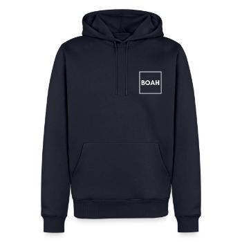 BOAH - Männer Premium Bio Hoodie - Navy - Vorne - Nico (187cm)