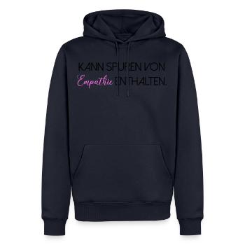 Kann Spuren von Empathie enthalten Spruch Schrift - Männer Premium Bio Hoodie - Navy - Vorne - Nico (187cm)
