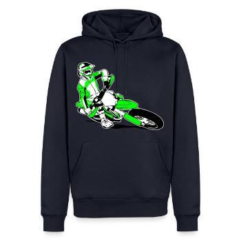 Supermoto Racing - Supermotard - Sweat à capuche Premium bio Homme - bleu marine - Devant - Nico (187cm)