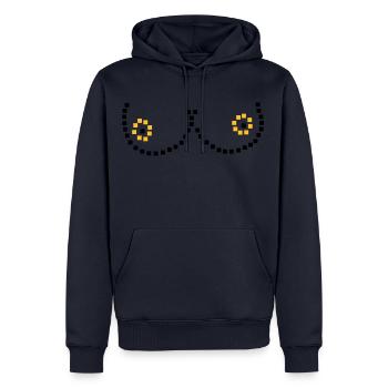 Pixel Brüste - Männer Premium Bio Hoodie - Navy - Vorne - Nico (187cm)