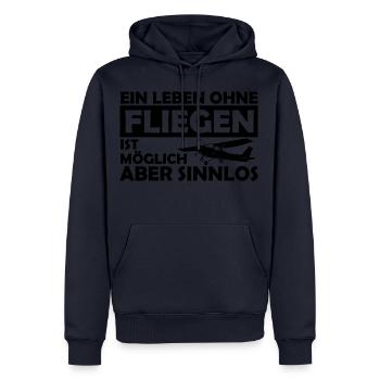 Motorflieger Pilot lustig Geschenk Spruch schwarz - Männer Premium Bio Hoodie - Navy - Vorne - Nico (187cm)