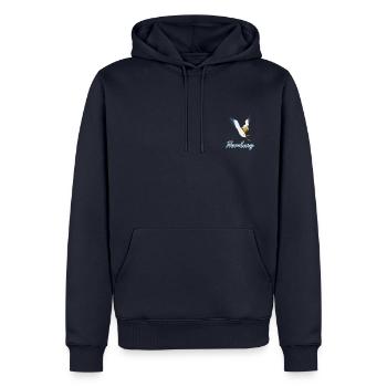 Lachmöwe aus Hamburg - Männer Premium Bio Hoodie - Navy - Vorne - Nico (187cm)