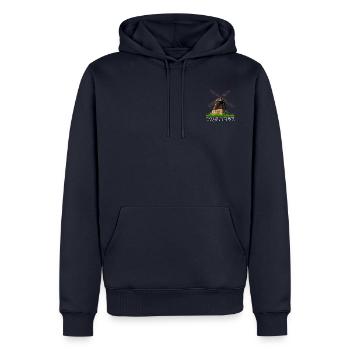 Windmühle Woldegk - Männer Premium Bio Hoodie - Navy - Vorne - Nico (187cm)