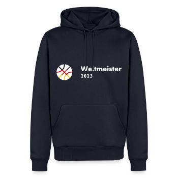 BASKETBALL WM 2023 - Männer Premium Bio Hoodie - Navy - Vorne - Nico (187cm)