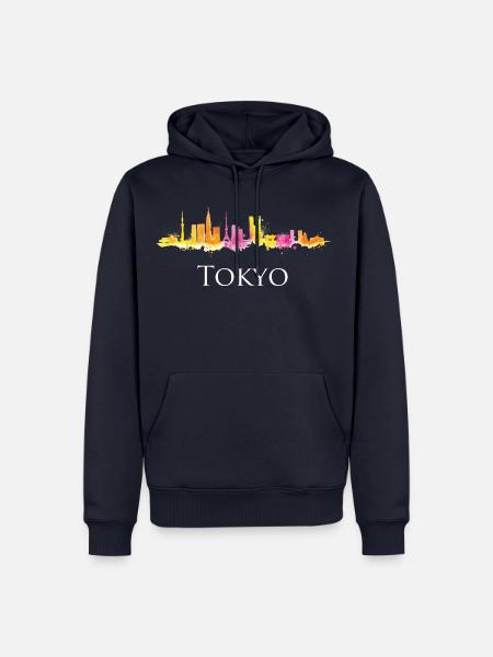 Tokyo Japan Skyline Hauptstadt Geschenk Idee - Männer Premium Bio Hoodie - Navy