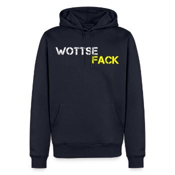 Drôles de phrases Wottsefack Denglisch - Sweat à capuche Premium bio Homme - bleu marine - Devant - Nico (187cm)