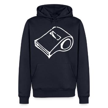 Tril sifflet entraîneur de football idée cadeau - Sweat à capuche Premium bio Homme - bleu marine - Devant - Nico (187cm)