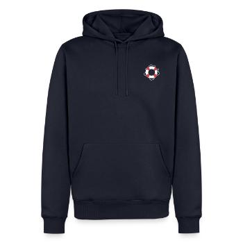 Lifebuoy Harbour Beach Graphic / Illustration - Men’s Premium Organic Hoodie - navy - Front - Nico (187cm)