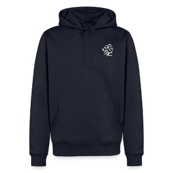 Love (Japanese) KANJI - Men’s Premium Organic Hoodie - navy - Front - Nico (187cm)