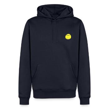 Wütender gelber emoji mit Brille! Geschenkidee! - Männer Premium Bio Hoodie - Navy - Vorne - Nico (187cm)