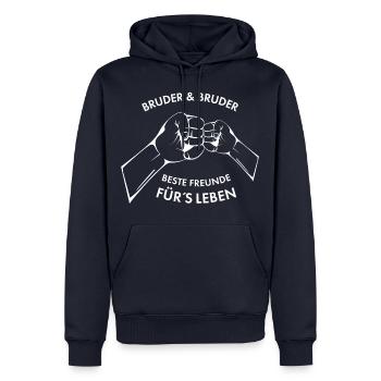 Hände Bruder und Bruder weiss Geschenk Idee - Männer Premium Bio Hoodie - Navy - Vorne - Nico (187cm)