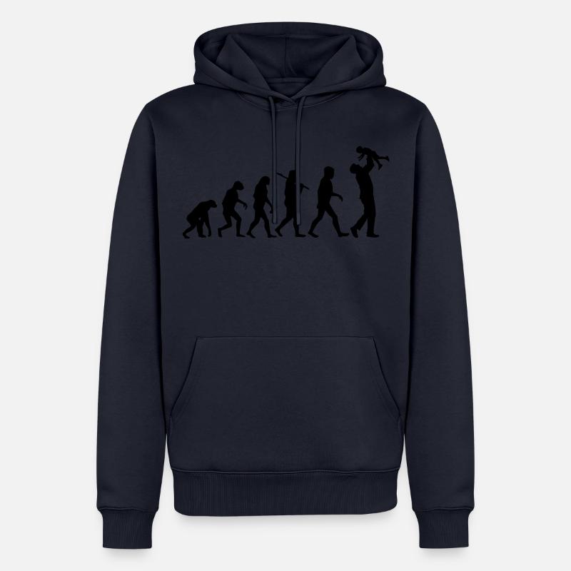 Évolution Père Fils Vecteur - Sweat à capuche Premium bio Homme - bleu marine