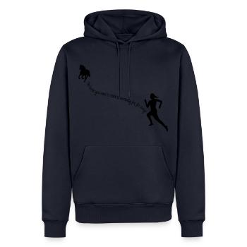 far away - Männer Premium Bio Hoodie - Navy - Vorne - Nico (187cm)