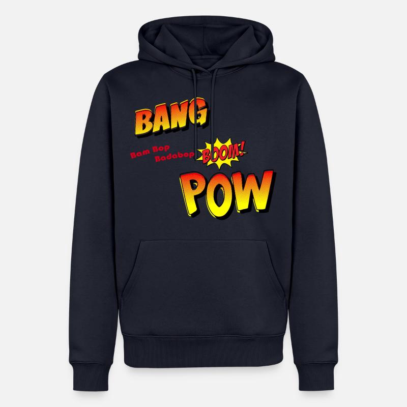 Bang Boom Pow - Bande dessinée - Sweat à capuche Premium bio Homme - bleu marine