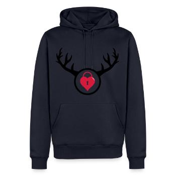 Cocu - Le cadeau d'anniversaire de l'homme à cornes - Sweat à capuche Premium bio Homme - bleu marine - Devant - Nico (187cm)