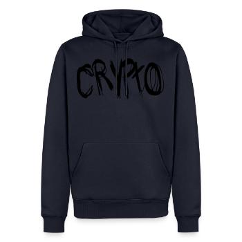 Crypto - Männer Premium Bio Hoodie - Navy - Vorne - Nico (187cm)