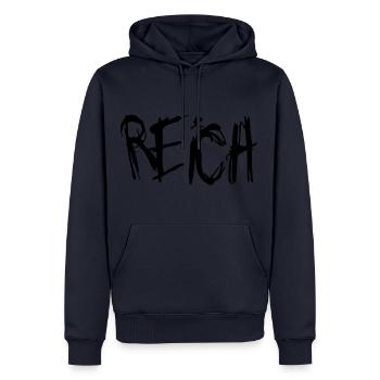 Reich - Männer Premium Bio Hoodie - Navy - Vorne - Nico (187cm)