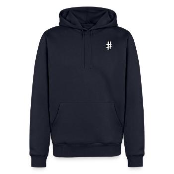 HASHTAG - Männer Premium Bio Hoodie - Navy - Vorne - Nico (187cm)