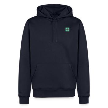 Shoot - Männer Premium Bio Hoodie - Navy - Vorne - Nico (187cm)