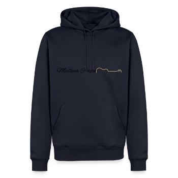 Meilleur papa guitariste - couleurs modifiables - Sweat à capuche Premium bio Homme - bleu marine - Devant - Nico (187cm)