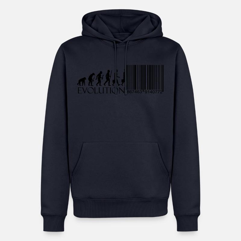 Evolution Code à barres Numérisation - Sweat à capuche Premium bio Homme - bleu marine