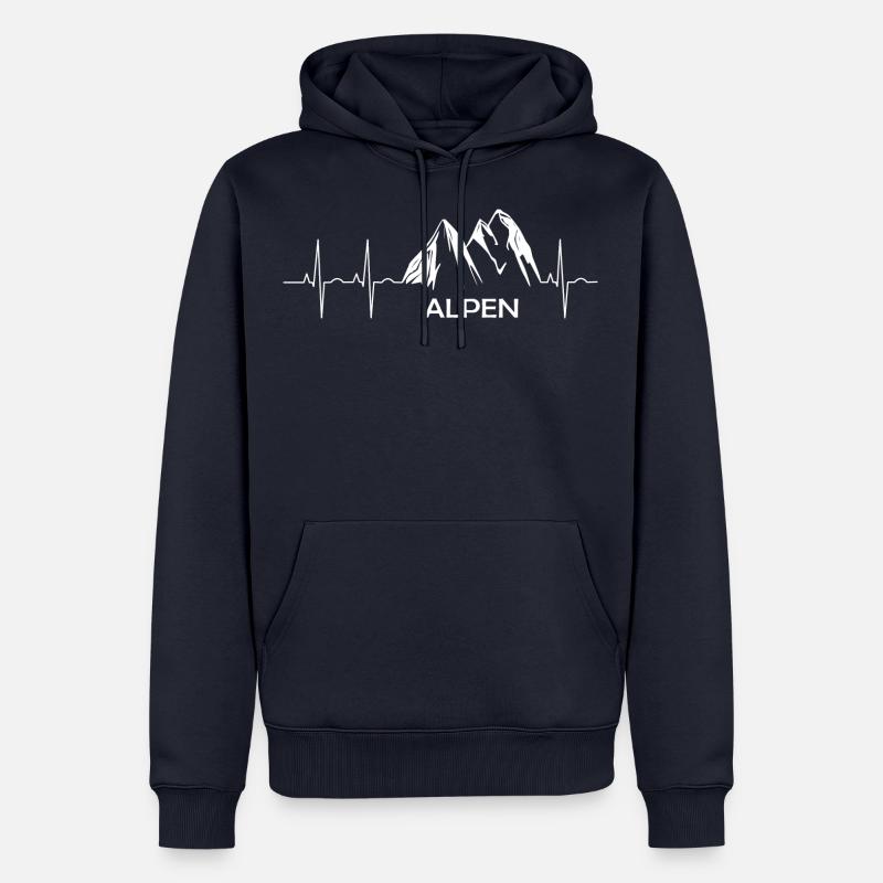 Alpes - Sweat à capuche Premium bio Homme - bleu marine