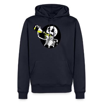 Bier Skelett - Männer Premium Bio Hoodie - Navy - Vorne - Nico (187cm)