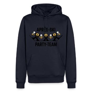 Trio d’équipe de fête après-ski (bière / dessin animé / 3C) - Sweat à capuche Premium bio Homme - bleu marine - Devant - Nico (187cm)