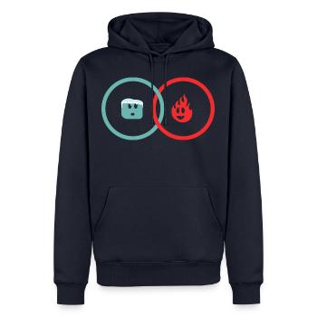 Alchimie - Feu et Glace - Sweat à capuche Premium bio Homme - bleu marine - Devant - Nico (187cm)