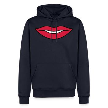 roter Mund - Männer Premium Bio Hoodie - Navy - Vorne - Nico (187cm)