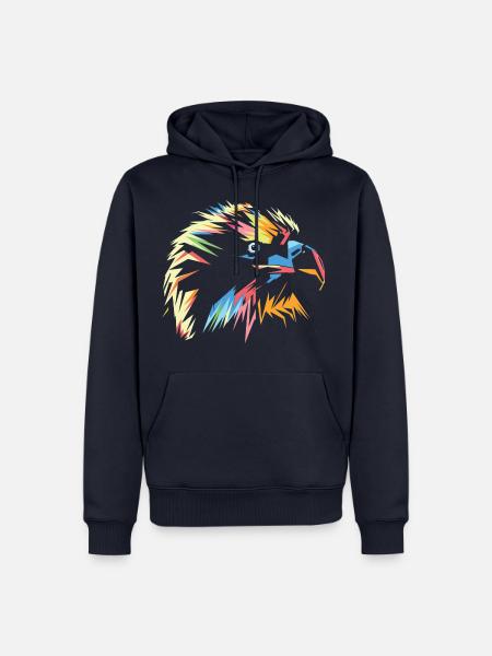 Falke in Bunt - Männer Premium Bio Hoodie - Navy