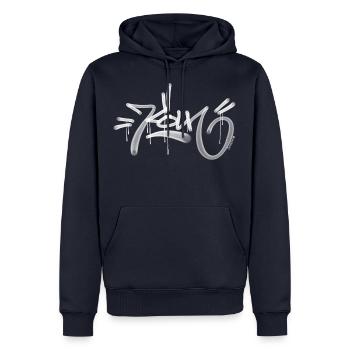 Köln Graffiti Fatcap Tag - Männer Premium Bio Hoodie - Navy - Vorne - Nico (187cm)