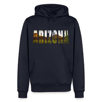 Arizona - Sweat à capuche Premium bio Homme - bleu marine - Devant - Nico (187cm)